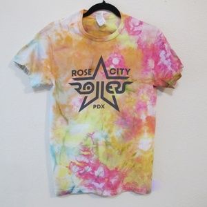 Rose City Rollers Derby RCR PDX Tie Dye Tee Gift Souvenir